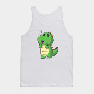 Cute Baby Dino Surprised Cartoon Tank Top